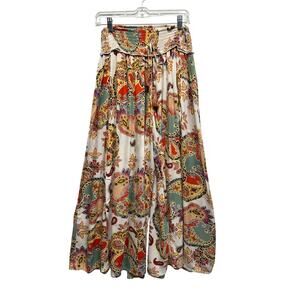Boho‎ Paisley Wide Leg Culottes 🌸 Flowy Festival Pants India Rayon L